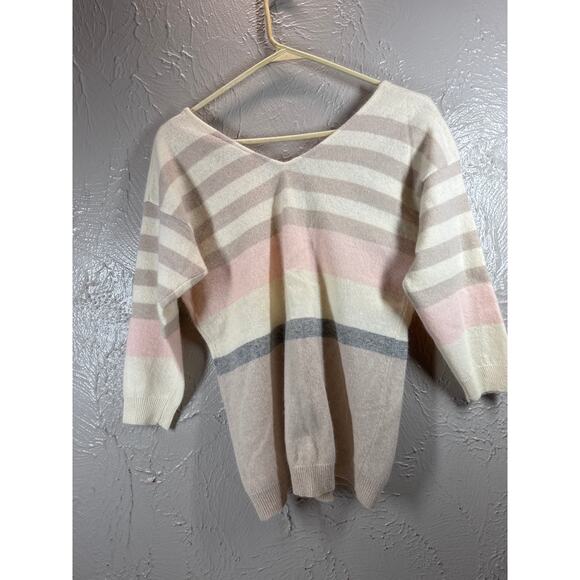 Lauren Hansen Wool Angora Blend Sweater Beige Pink Tan Womens Size Small - Picture 2 of 5
